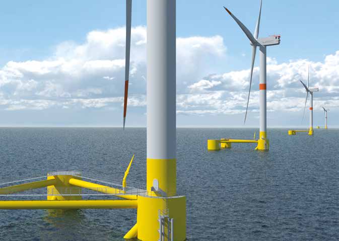 Ferme pilote d'éoliennes flottantes dans le périmètre du Parc naturel marin (PNM) du golfe du Lion. © Engie Ferme pilote d'éoliennes flottantes dans le périmètre du Parc naturel marin (PNM) du golfe du Lion. © Engie